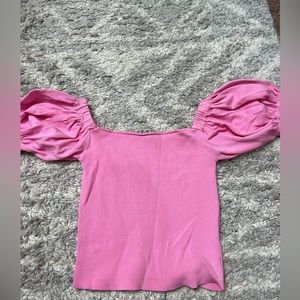 zara pink puff sleeve top